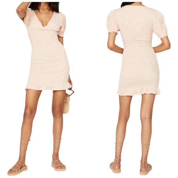 Area Stars Amalia Smocked Floral Mini Dress Pink Size Large - Picture 1 of 6